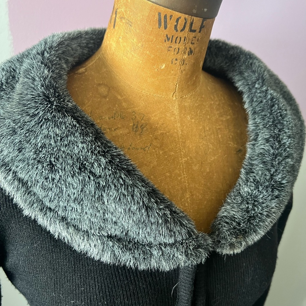 Vintage Black Faux Fur Long Sweater